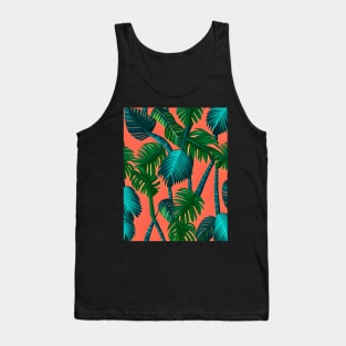 Palm Tree Pattern Orange Tank Top